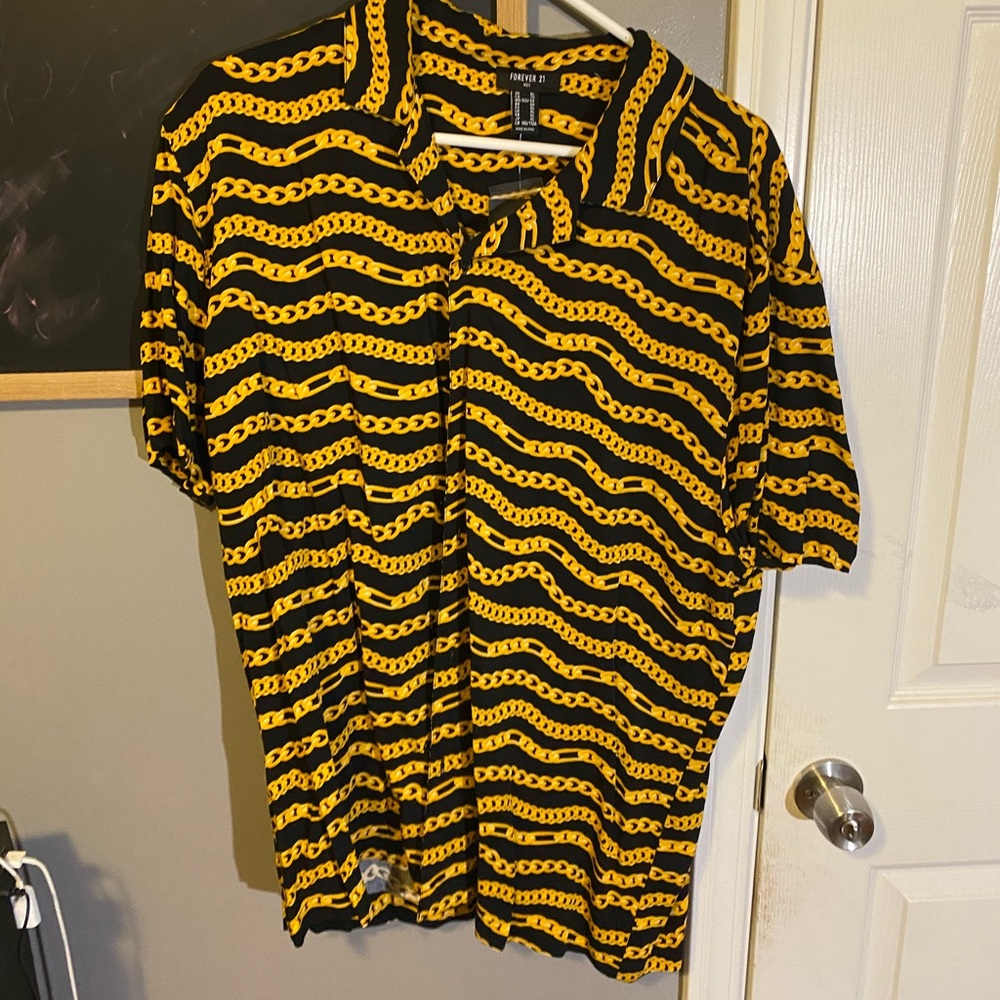 Gold chain button down shirt